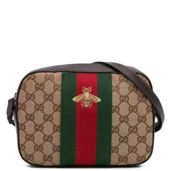 GUCCI Webby Bee Brown Cloth Shoulder Bag 680-080425 - Picture 1 of 14